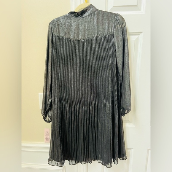 Nwt gorgeous Nanette Lapore sz 10 metallic gray shift dress with neck tie - Picture 7 of 7